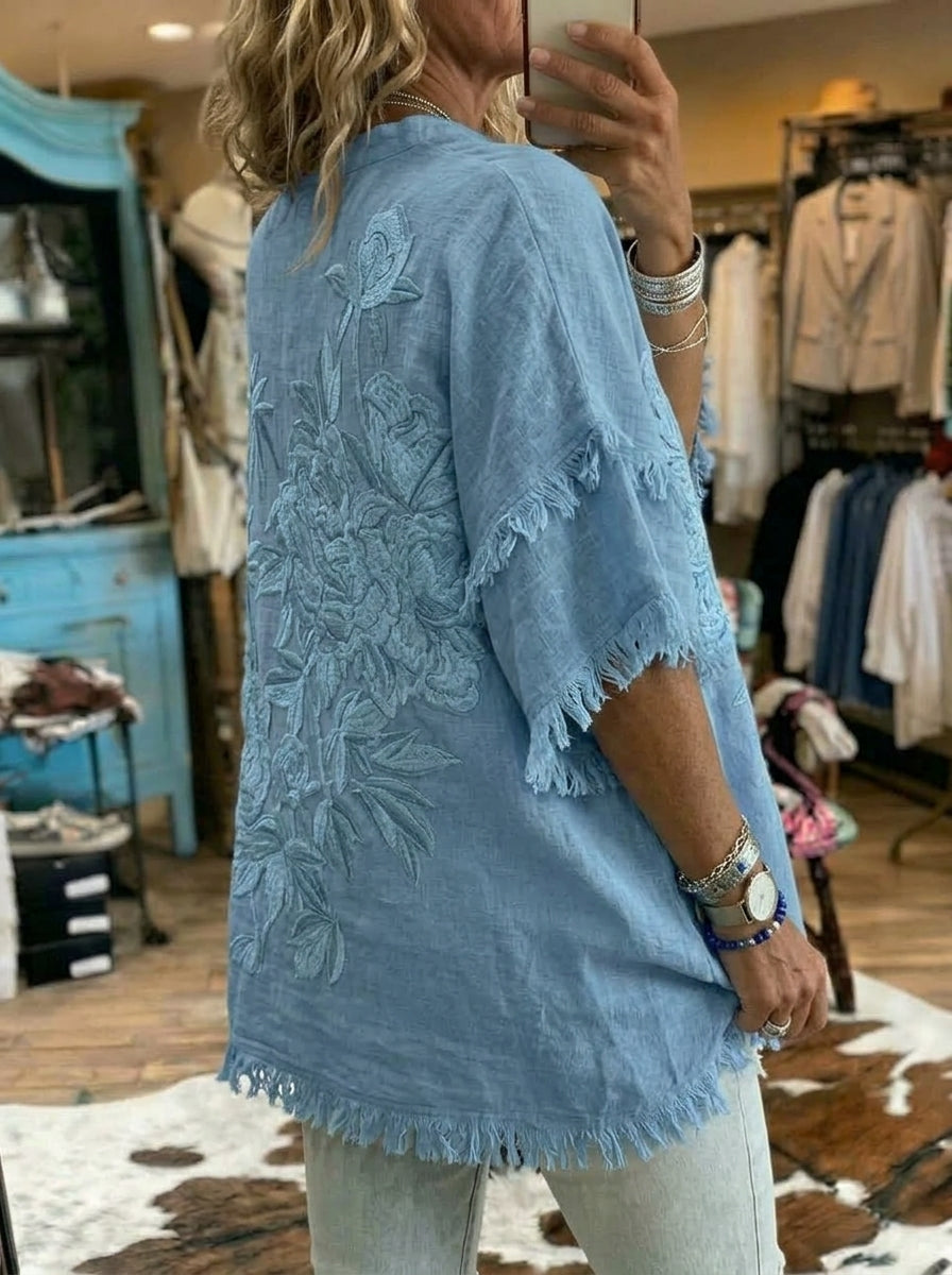 Vintage Printed Patchwork Casual Shirt