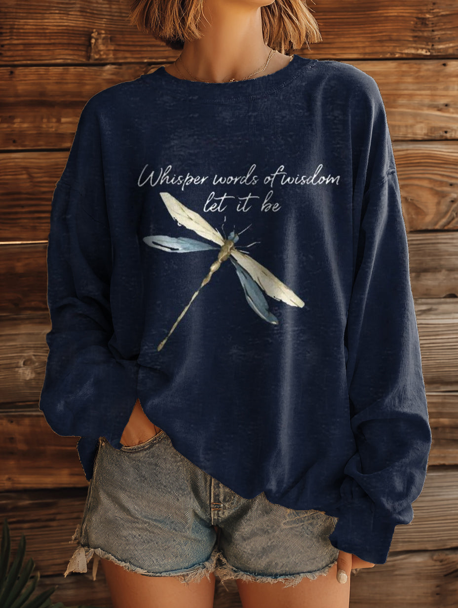 Women's Hippie Dragonfly Art Pattern Print Casual Crew Neck Sweatshirt