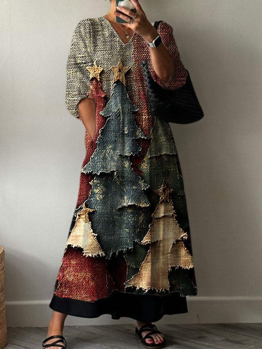 Vintage Christmas Tree Art Print Casual Sweatshirt