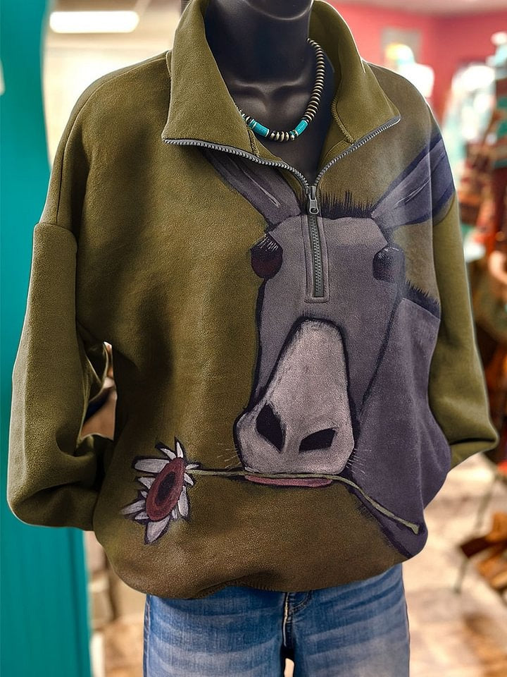 Vintage Art Prints Casual Cotton Sweatshirt