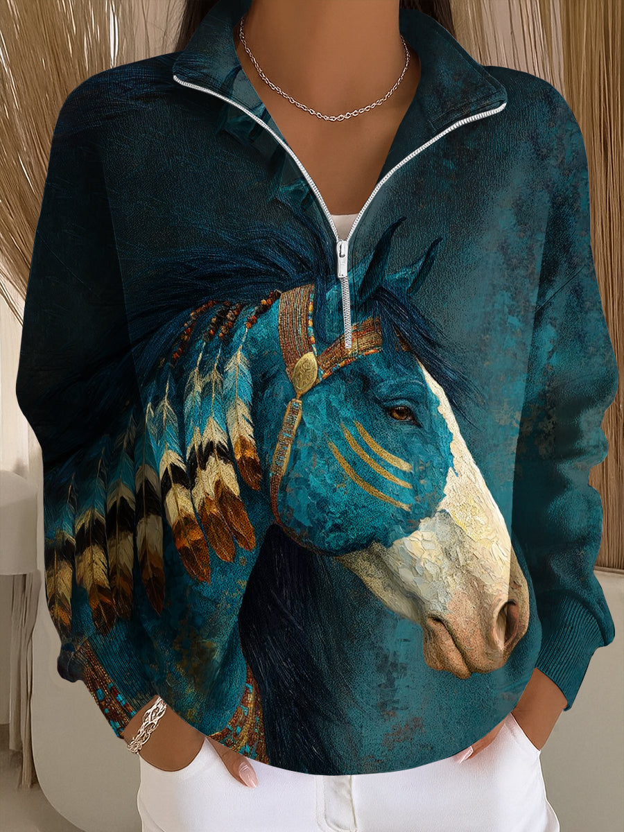 Women's Horse Art Print Casual Sweatshirt