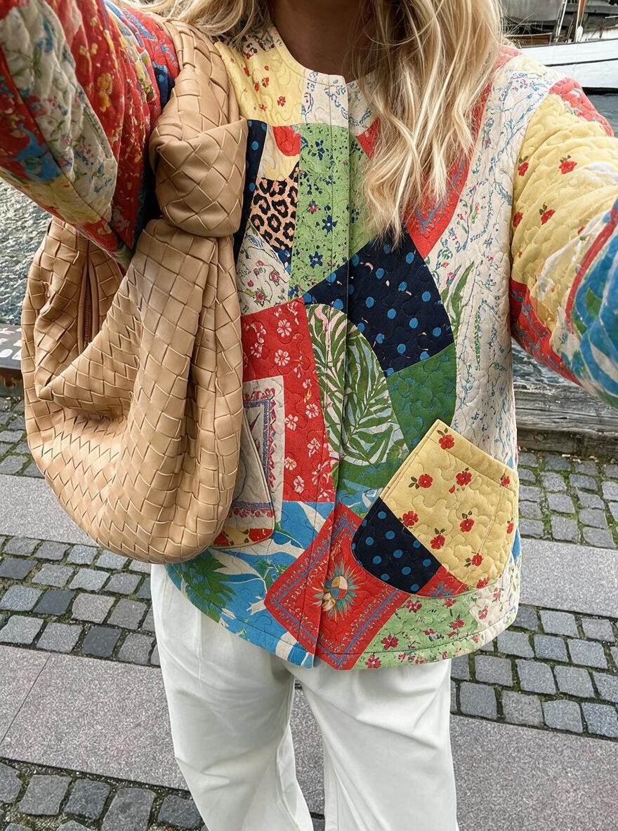 Geometric Patchwork Quilted Jacket