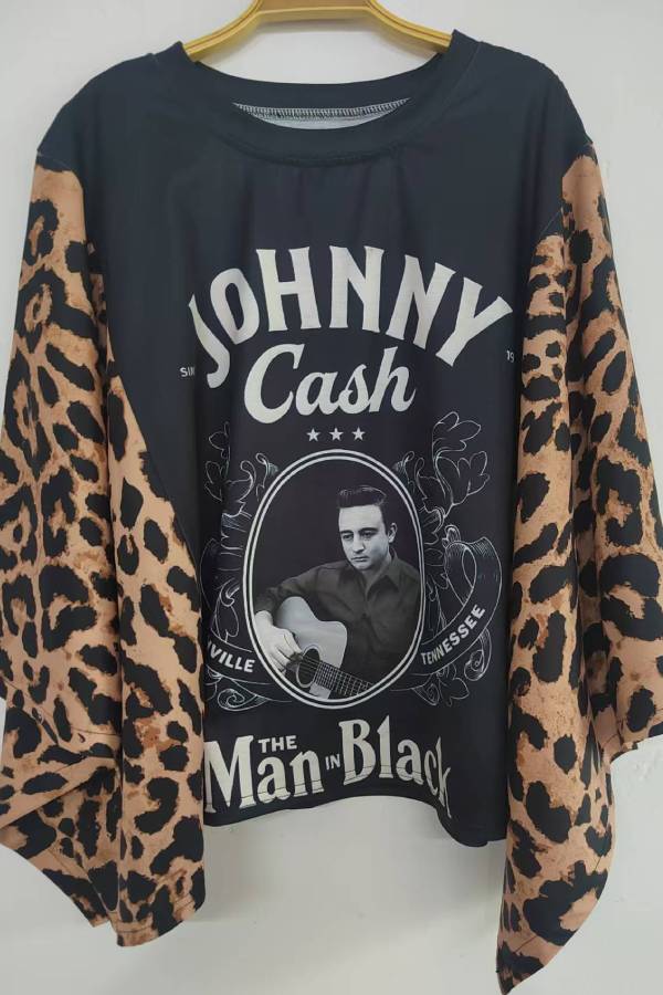Johnny Cash Leopard-Sleeve Tribute Shirt