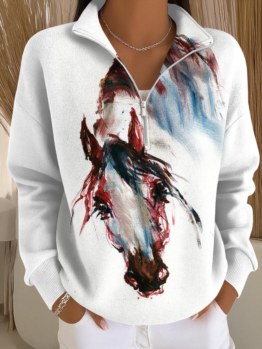 Women's Horse Art Print Casual Sweatshirt