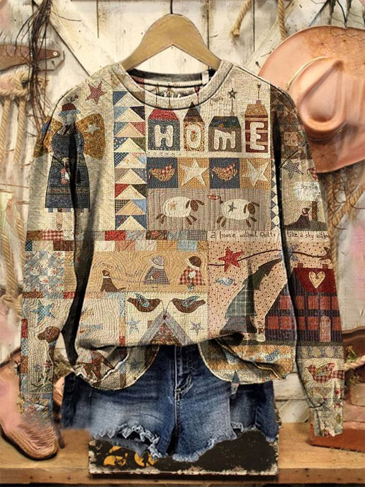 Vintage Christmas Print Casual Sweatshirt