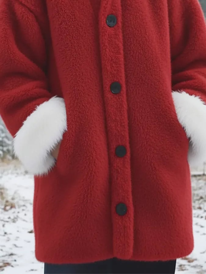 Women's Autumn/Winter Fur Collar Patchwork Coat