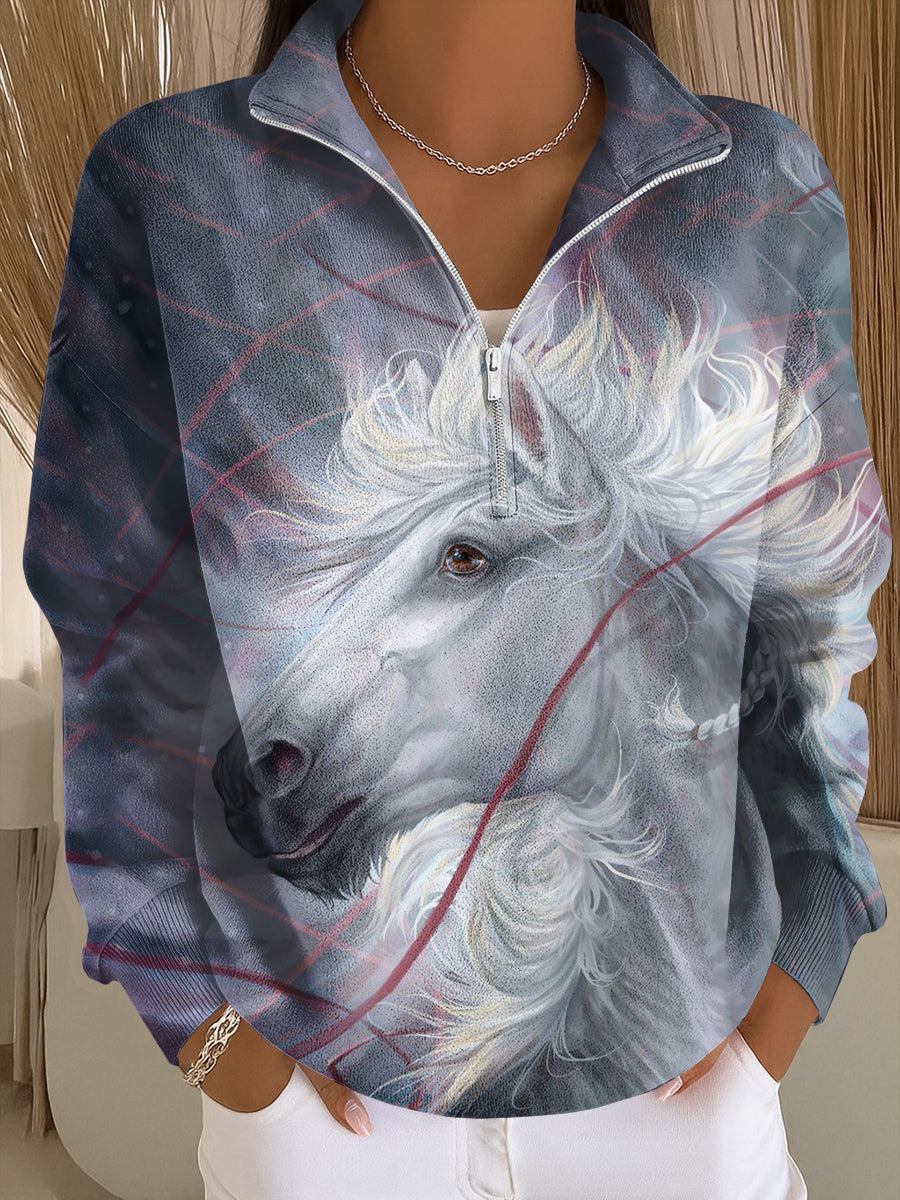Women's Horse Art Print Casual Sweatshirt
