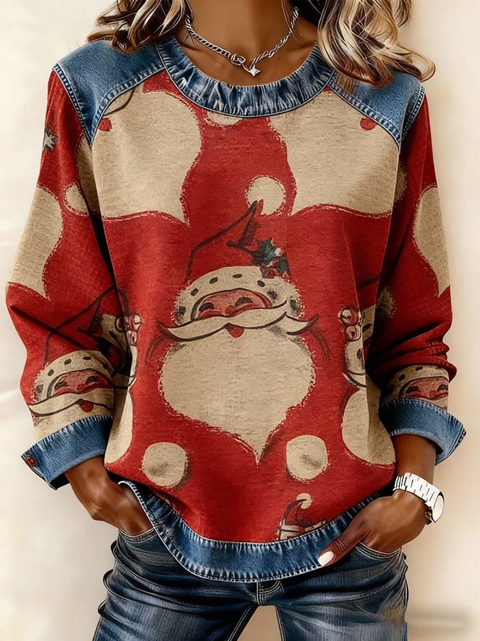 Women's Santa Claus Print Sweatshirt