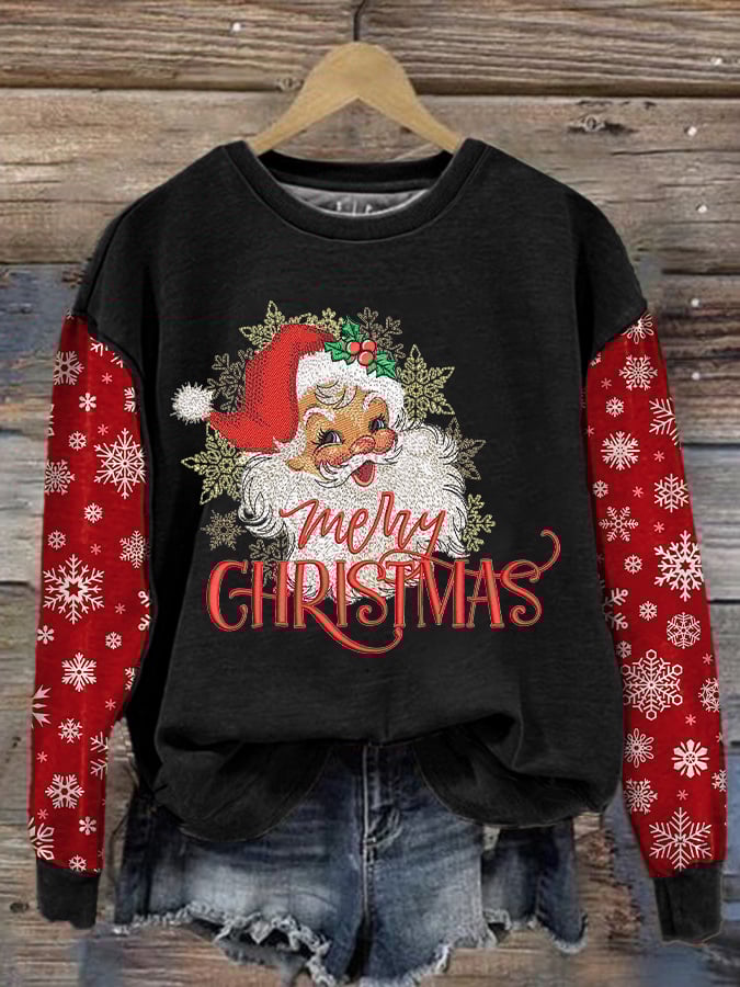 Women's Casual Christmas Pink Santa Claus Sweatshirt
