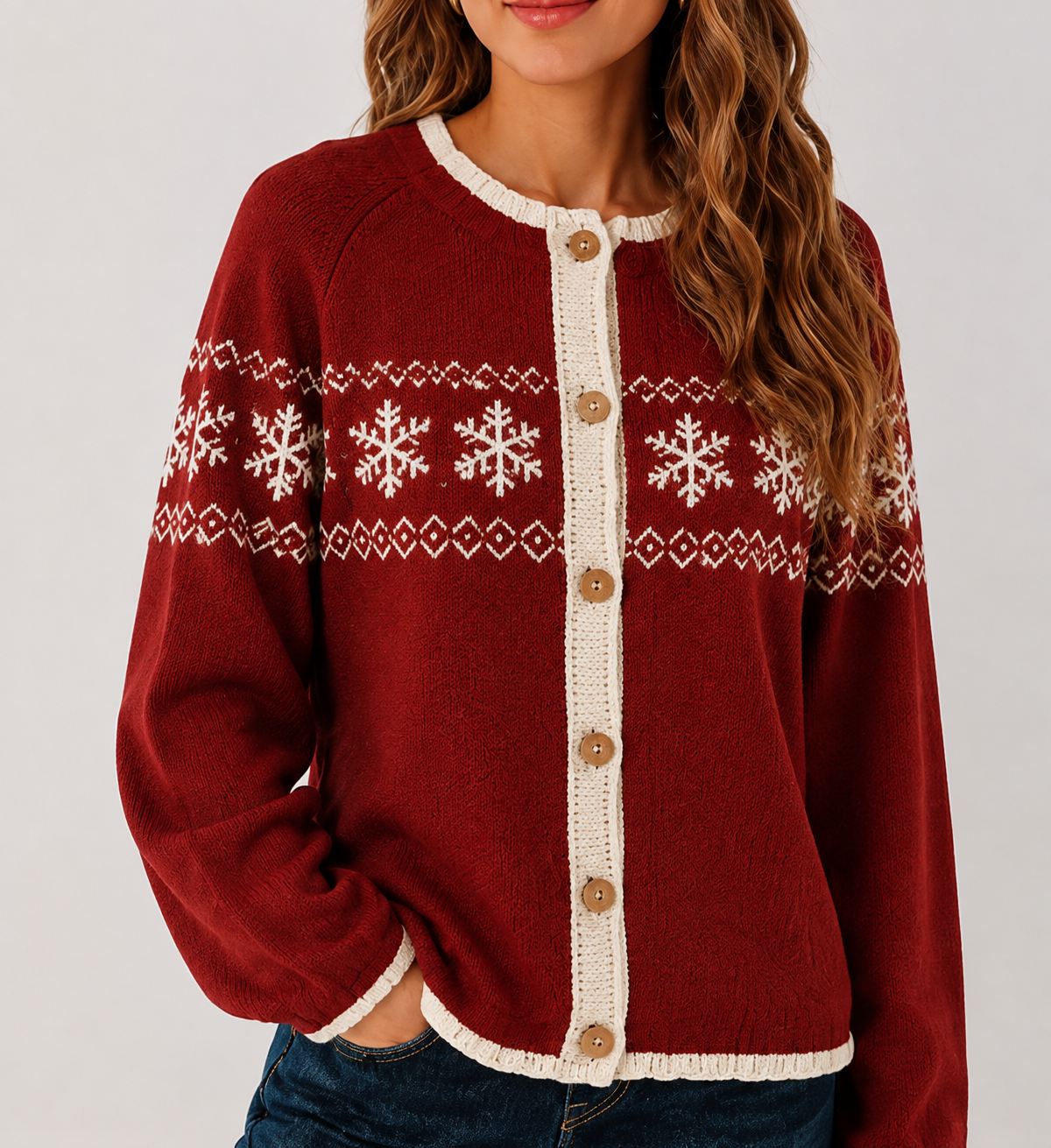 Snowflake Fair Isle Knit Cardigan