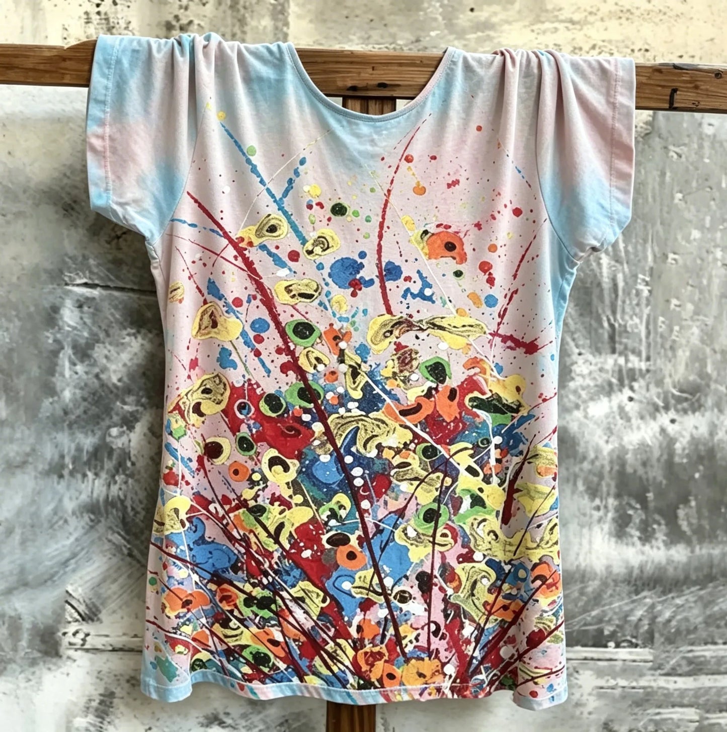 Women Vibrant Artistic Print Short Sleeve Casual Loose Comfort Top