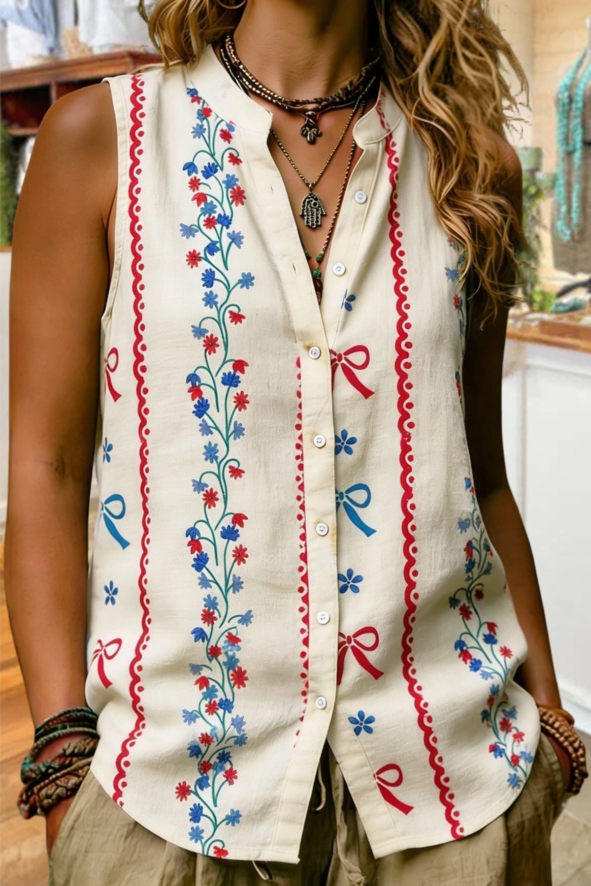 Classic USA Bow Print Tank Top