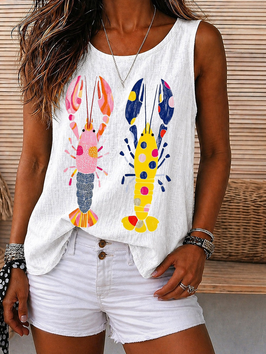 Colorful Lobster Graphic Tank Top