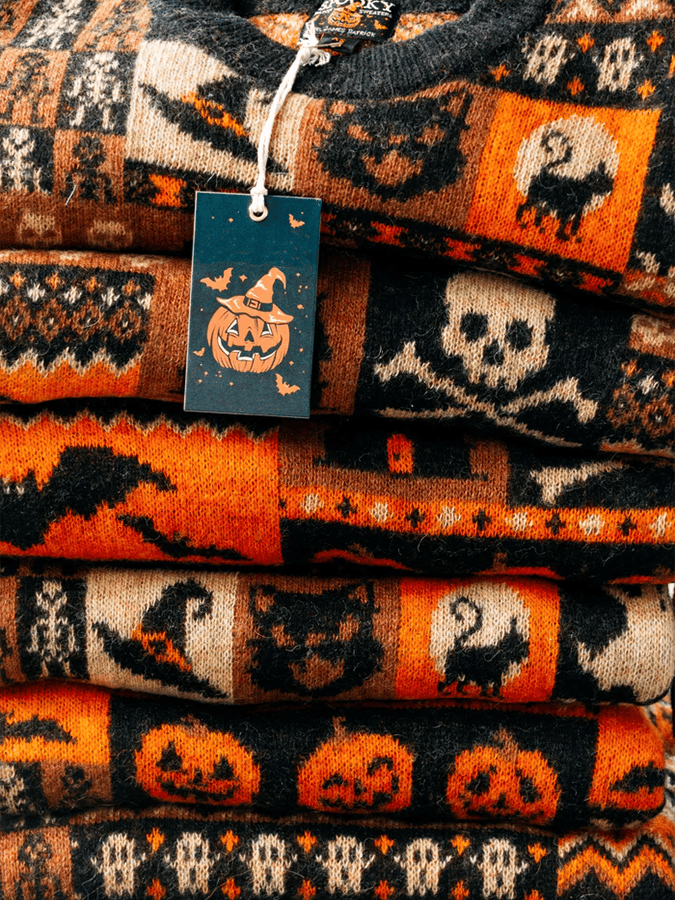Unisex Halloween Multi-Element Patchwork Casual Sweater
