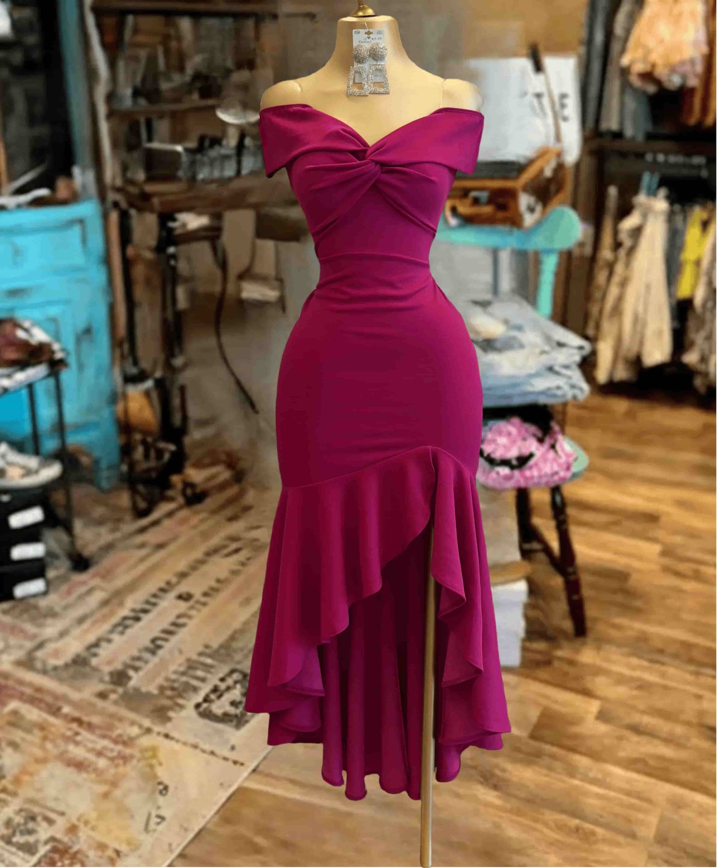 Vintage Solid Color Elegant Off Shoulder Dress