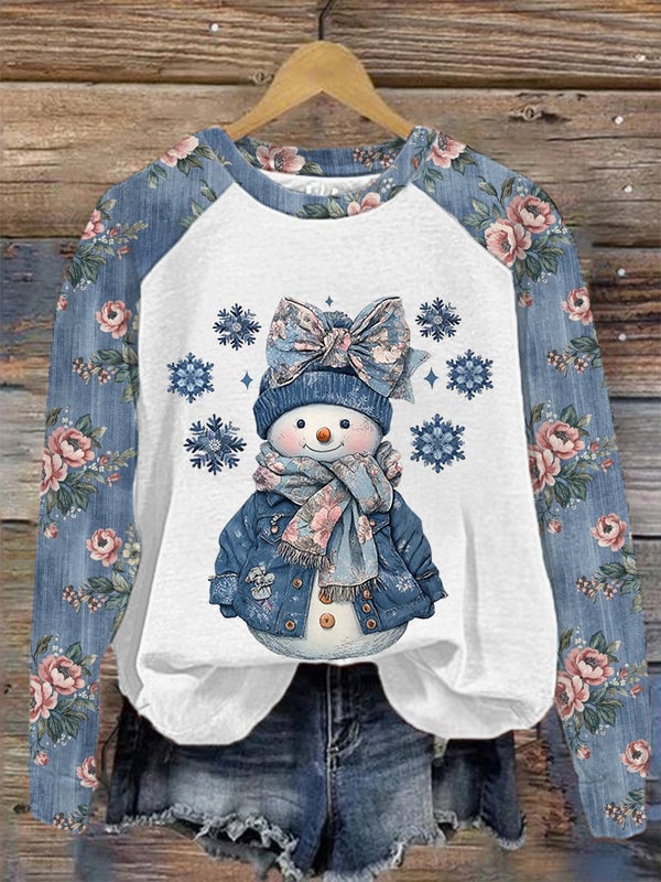 Women's Casual Retro Christmas Snowman Sweatshirt
