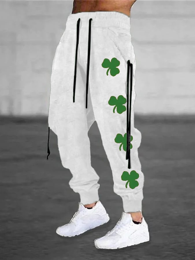 Men's St. Patrick's Day Shamrock Print Casual Pants