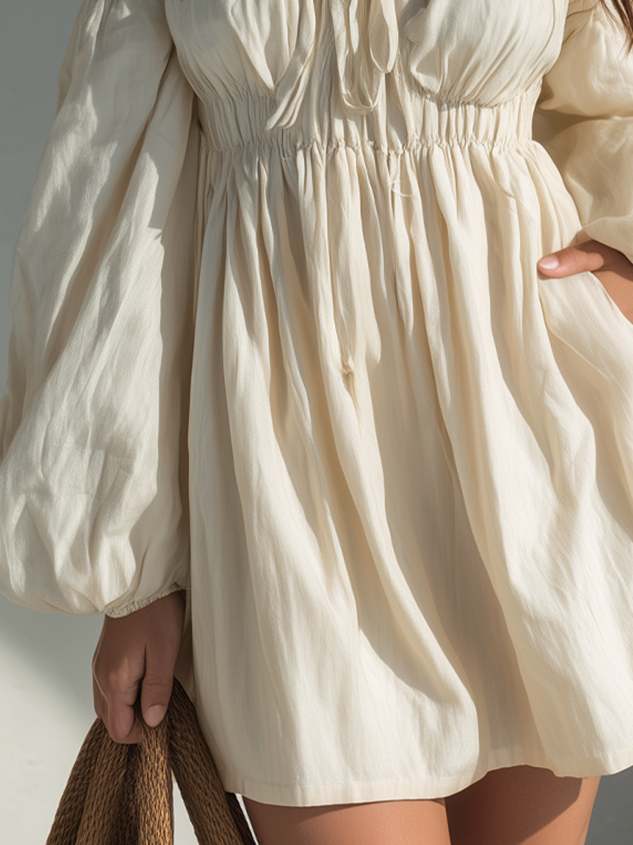 Romantic Tie-Front Off-Shoulder Mini Dress
