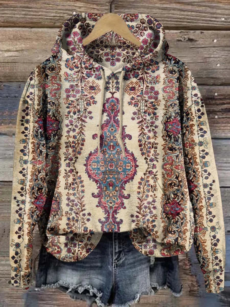 Women's Vintage Lovely Floral Art Print Knit Turtleneck Pullover Sweater