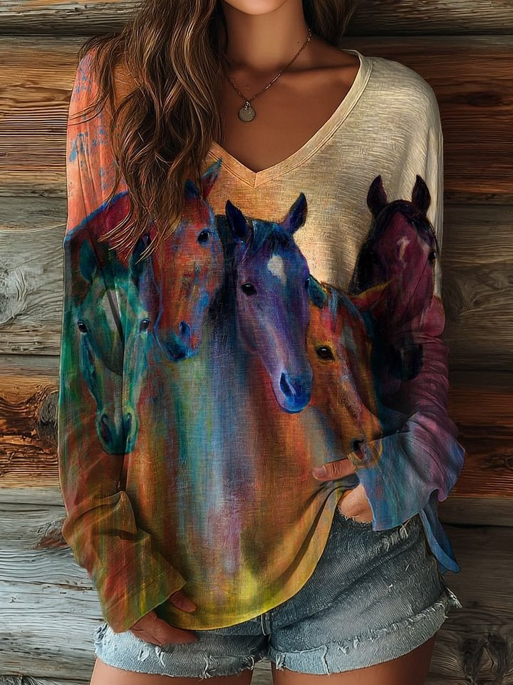 Color Horse Print T-shirt