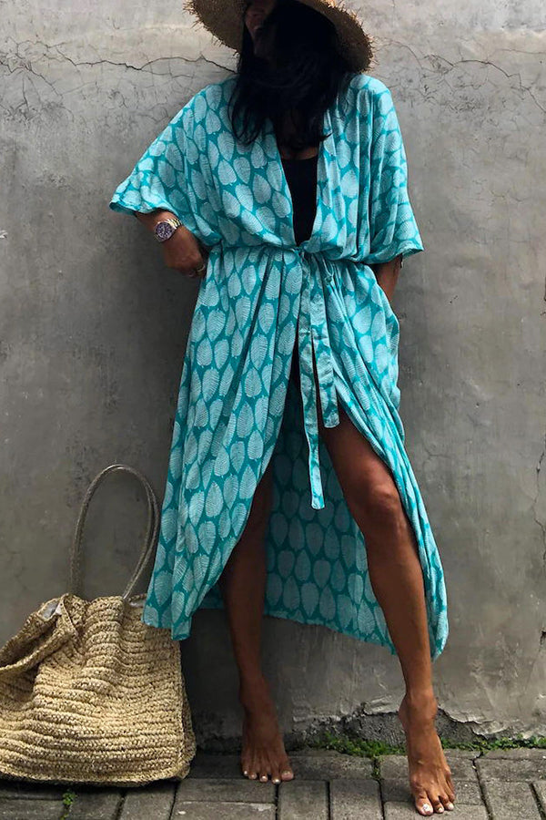 Hidden Island Boho Printed Kimono Beach Cover-up