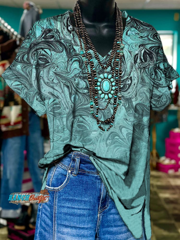 Vintage Floral Print Casual Tee