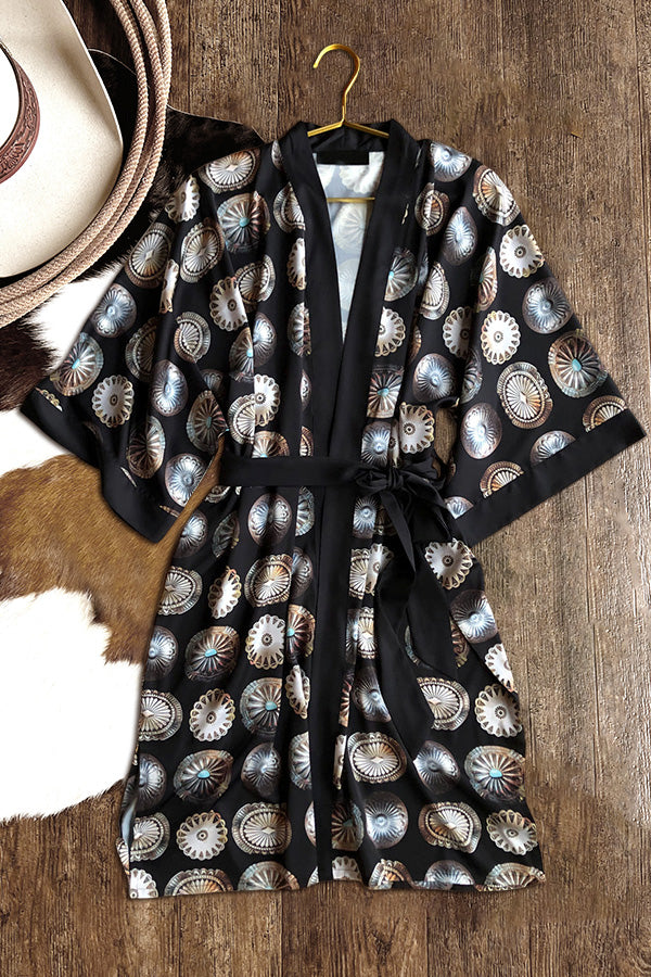 Gorgeous Sterling Turquoise Concho Graphics Robe