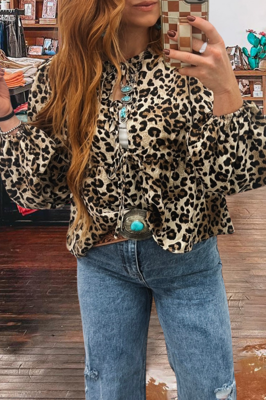 Leopard Print Bow Blouse