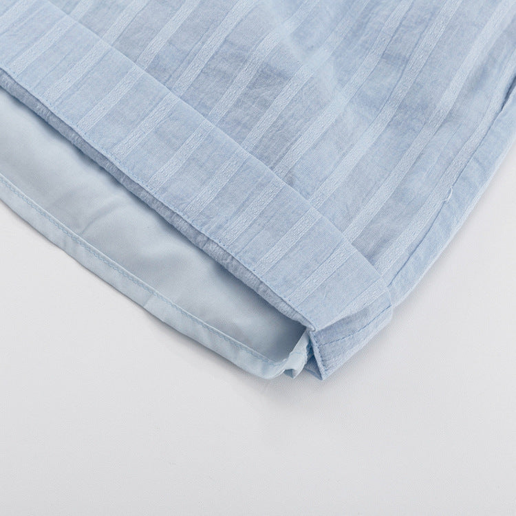 Cardigan Shorts Striped Suit Two-Piece Set