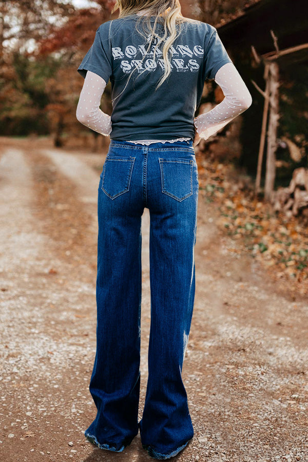 Vintage Washed Wide Leg Jeans