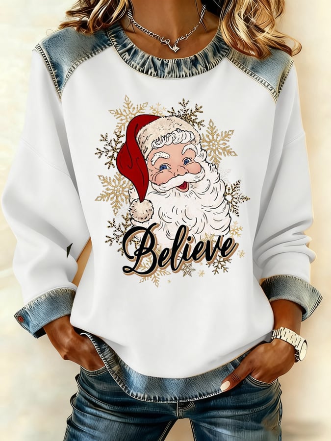 Women's Christmas Print Long-Sleeve Sweatshirt