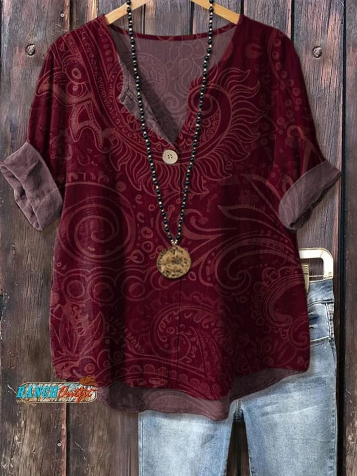 Women's Vintage Print Casual Shirt
