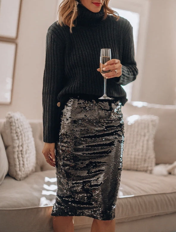 Sequined Elegant Skirt Autumn And Winter Party Sexy Gathering