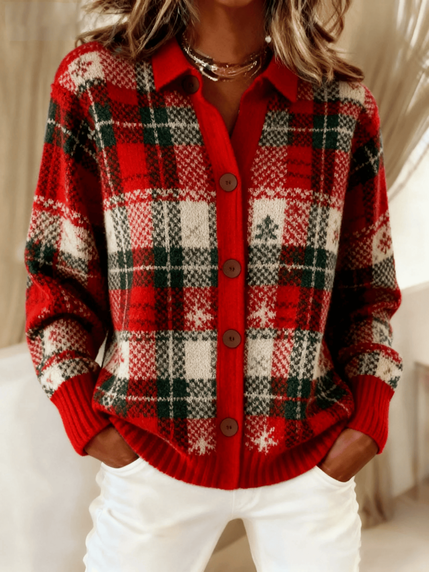 Women'S Casual Turndown Collar Sweater