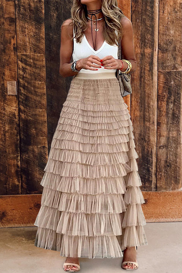 Casual Mesh Cake Skirt