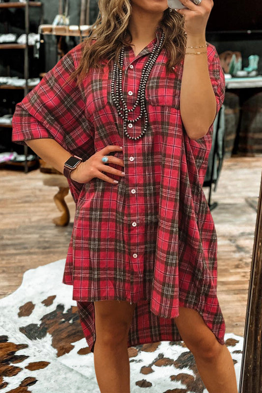 Unique Plaid Button Down Dress