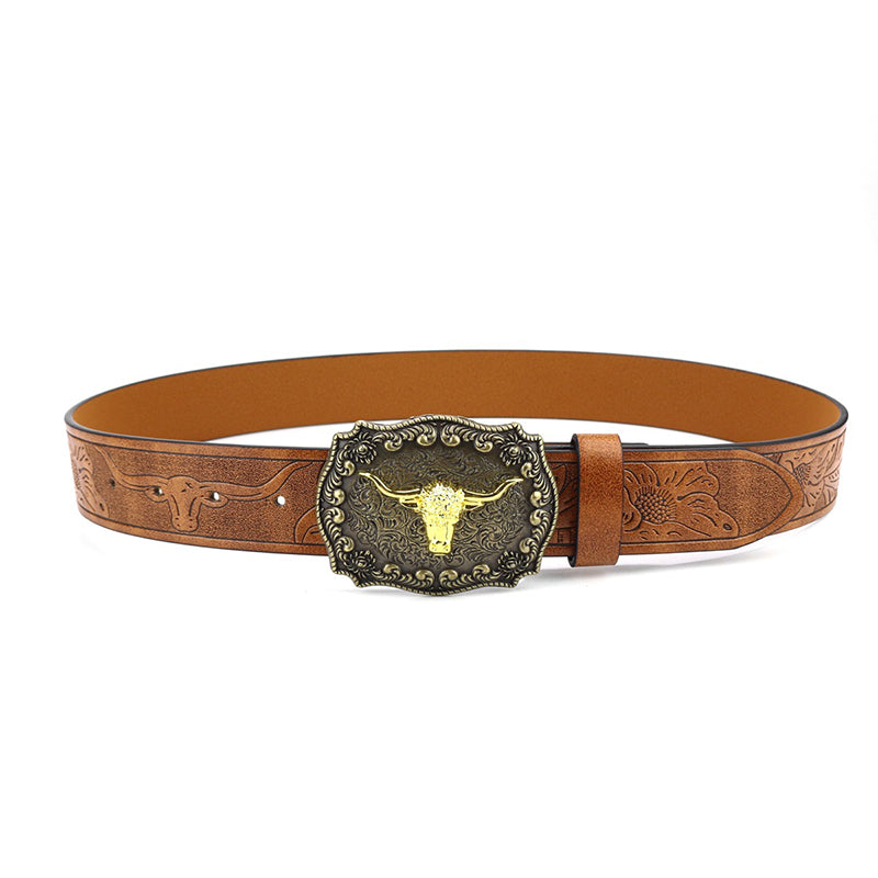 Western Bull Head Metal Belt