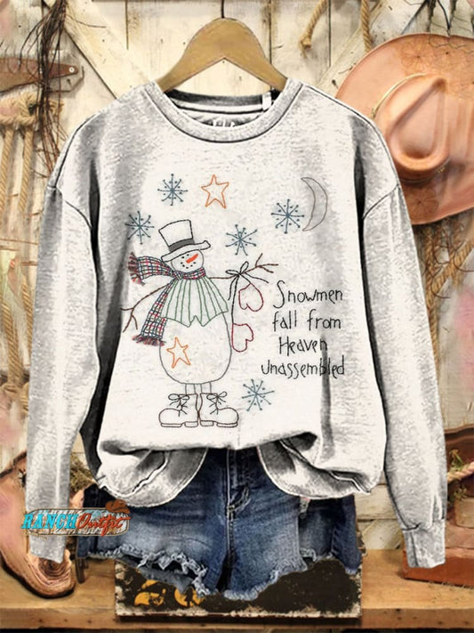 Vintage Christmas Art Print Casual Cotton Sweatshirt