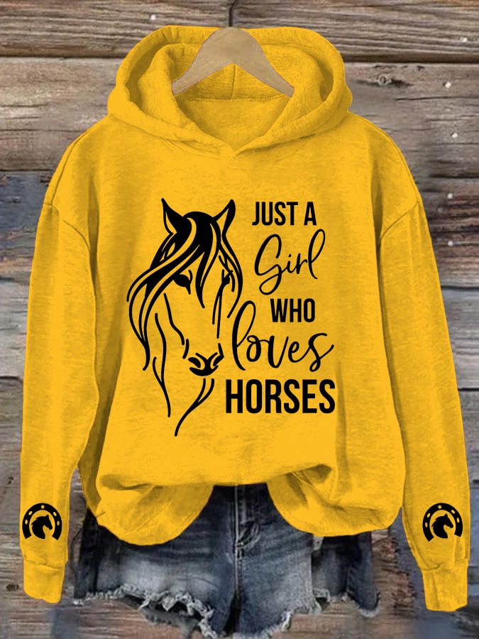 🐴Women's Just A Girl Who Loves Horses Print Hooded Sweatshirt