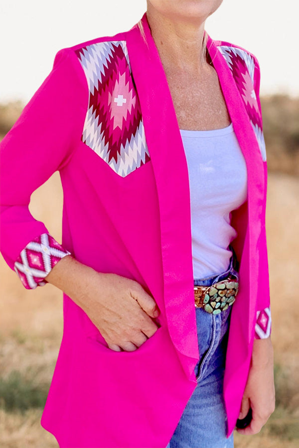 Pretty Western Aztec Print Blazer