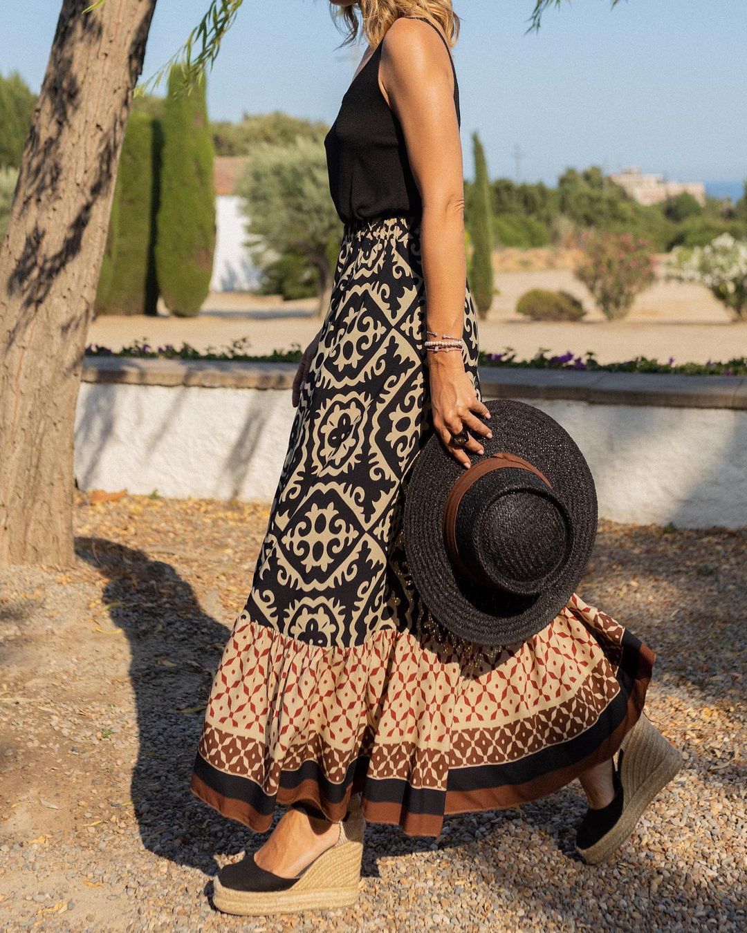 Bohemia Pattern Contrast Skirt