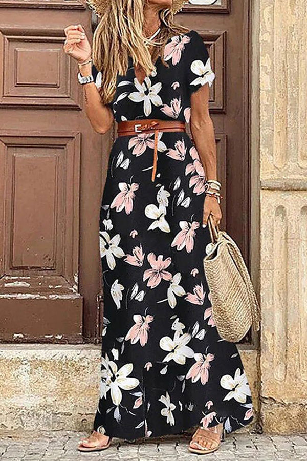 Boho Style Sleeveless Print Maxi Dress