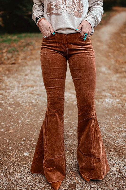 Vintage High-Waisted Flared Corduroy Pants