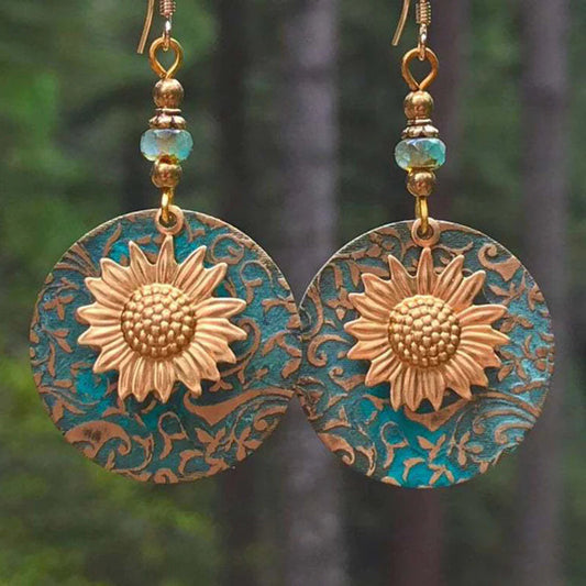 Retro Folk Style Peacock Blue Earrings