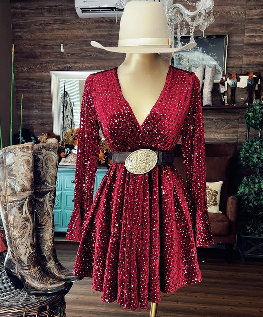 New Arrivals 🍂Western sequin Dress!-RED