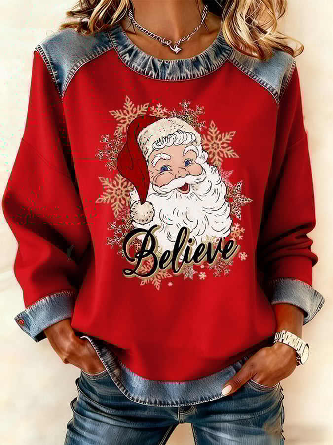 Women's Christmas Print Long-Sleeve Sweatshirt