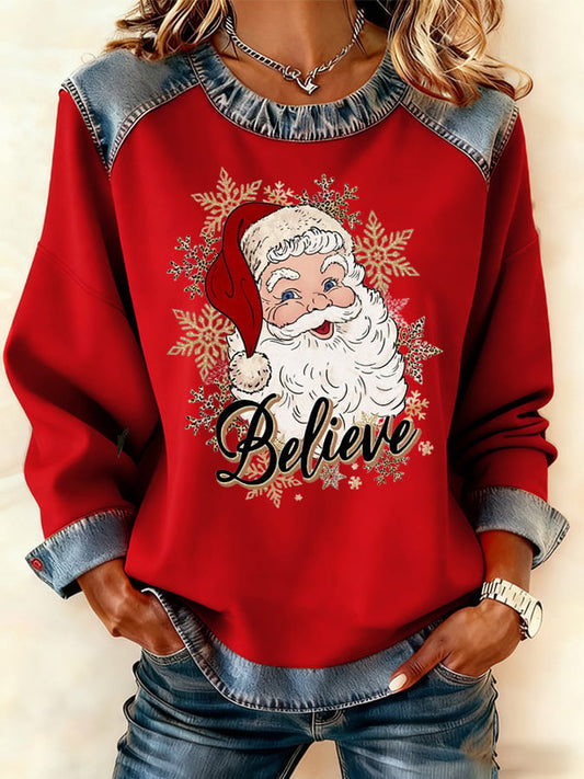 Women's Christmas Print Long-Sleeve Sweatshirt