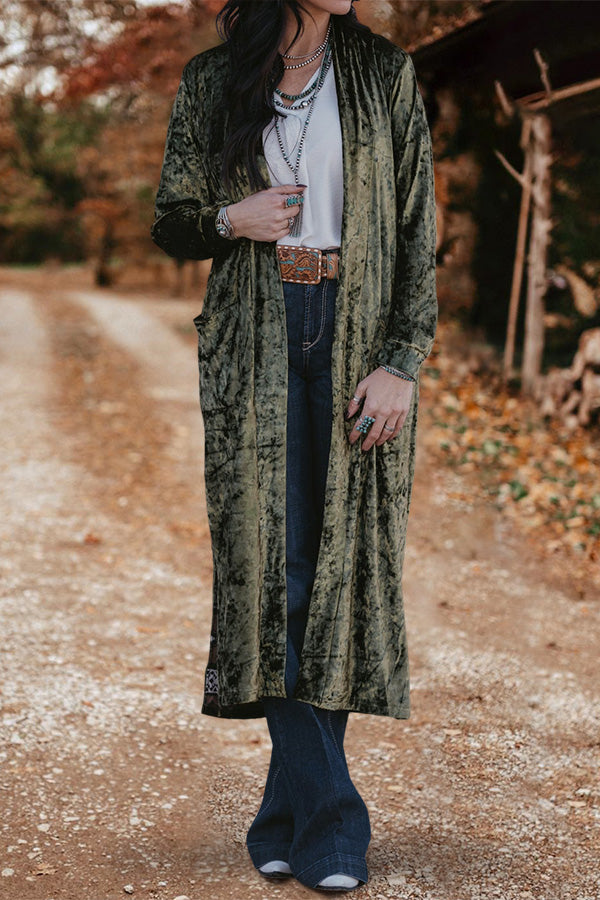 Gorgeous Long Sleeve Velvet Duster