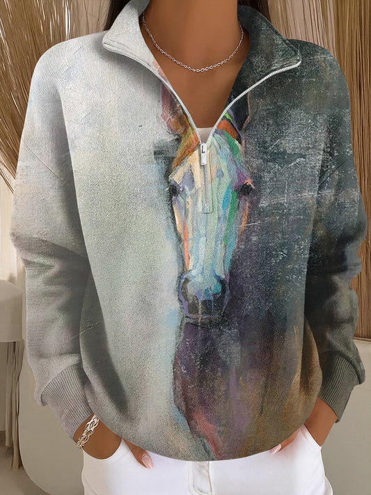 Women's Horse Art Print Casual Sweatshirt