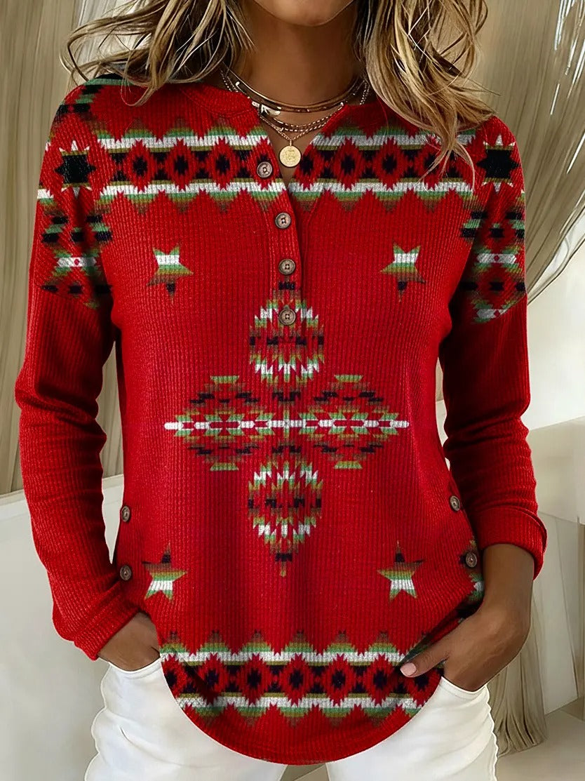 Women's Vintage Aztec Print Cotton Pocket Dress